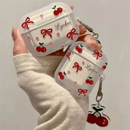 Crystal Cherry Pendant AirPods Case Soft Protective Cover for AirPods 1/2/3/4 & Pro