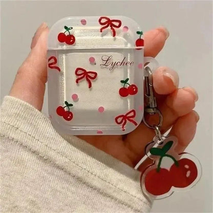 Crystal Cherry Pendant AirPods Case Soft Protective Cover for AirPods 1/2/3/4 & Pro