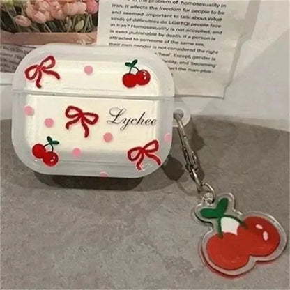 Crystal Cherry Pendant AirPods Case Soft Protective Cover for AirPods 1/2/3/4 & Pro