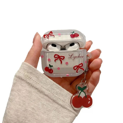 Crystal Cherry Pendant AirPods Case Soft Protective Cover for AirPods 1/2/3/4 & Pro