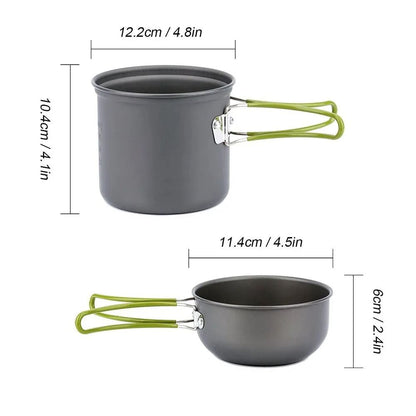 Ultralight Camping Cookware Mess Kit for Outdoor Dining