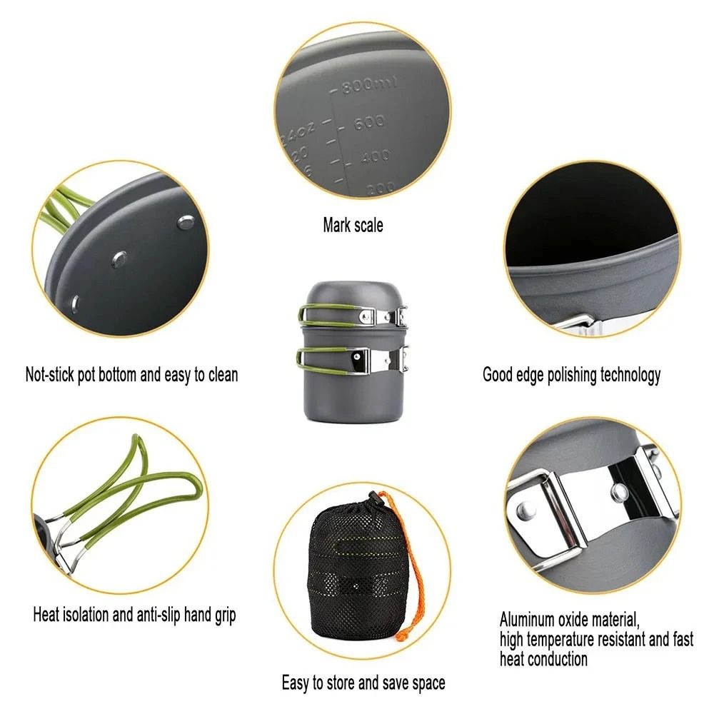 Ultralight Camping Cookware Mess Kit for Outdoor Dining