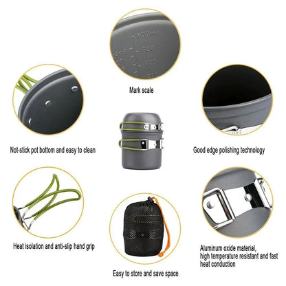 Ultralight Camping Cookware Mess Kit for Outdoor Dining