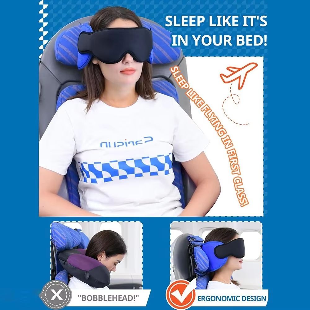 3D Contoured Travel Sleep Mask with Zero Eye Pressure and Total Blackout