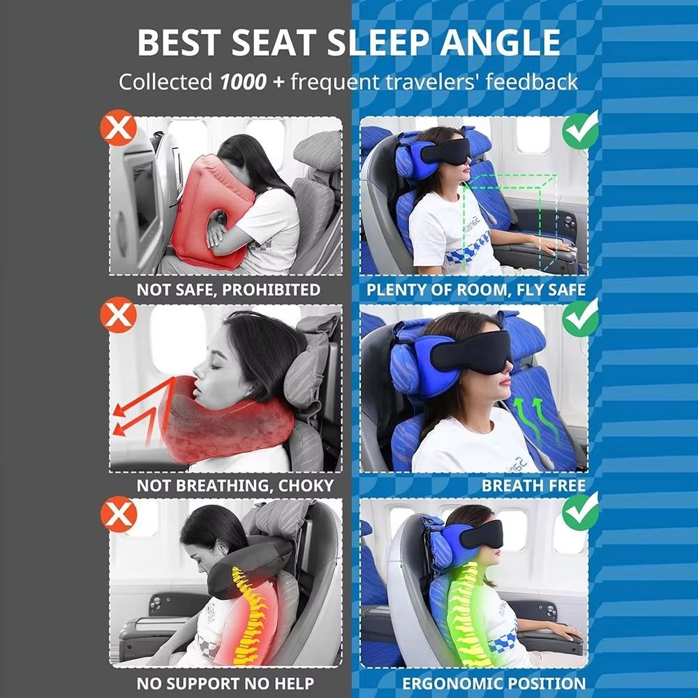 3D Contoured Travel Sleep Mask with Zero Eye Pressure and Total Blackout