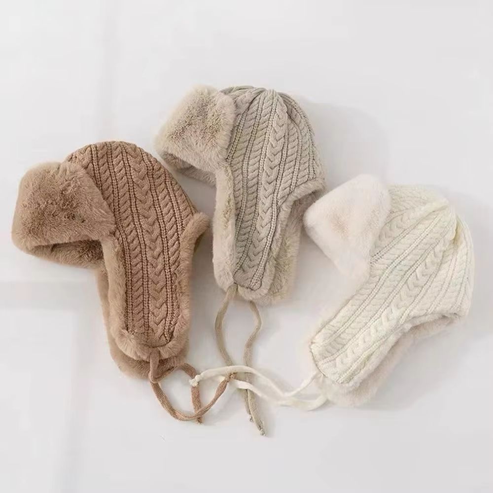Knitted Extended Ear Protection Winter Lei Feng Hat for Women