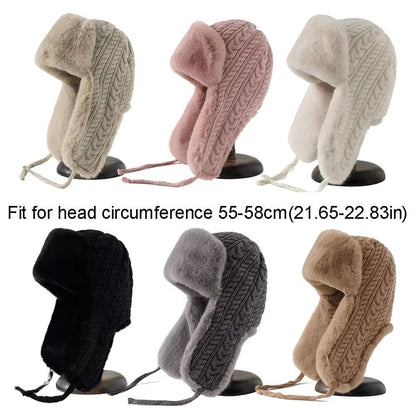 Knitted Extended Ear Protection Winter Lei Feng Hat for Women