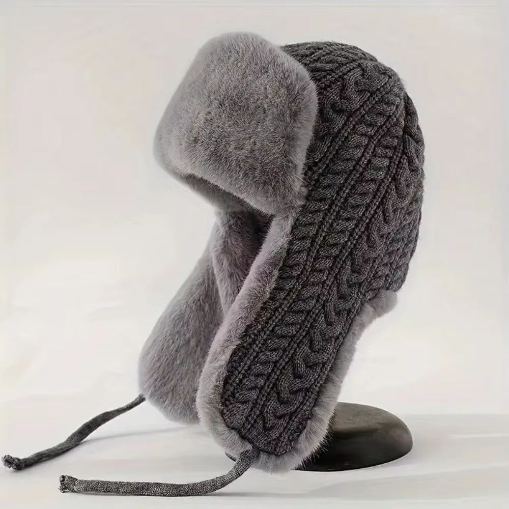 Knitted Extended Ear Protection Winter Lei Feng Hat for Women