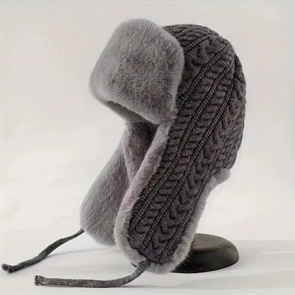 Knitted Extended Ear Protection Winter Lei Feng Hat for Women