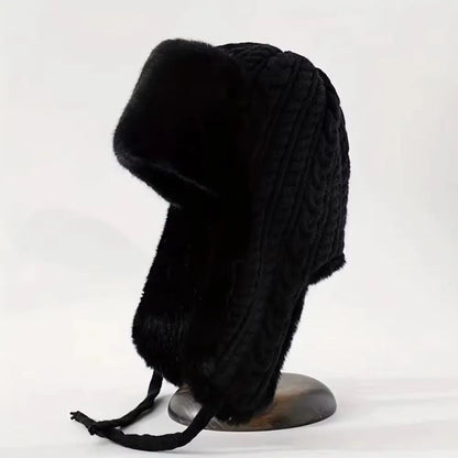 Knitted Extended Ear Protection Winter Lei Feng Hat for Women
