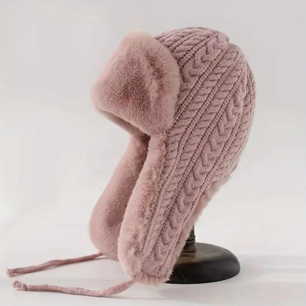 Knitted Extended Ear Protection Winter Lei Feng Hat for Women
