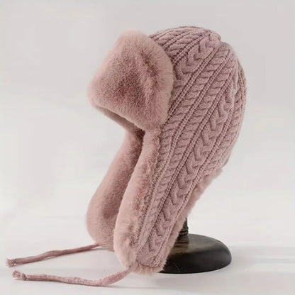 Knitted Extended Ear Protection Winter Lei Feng Hat for Women
