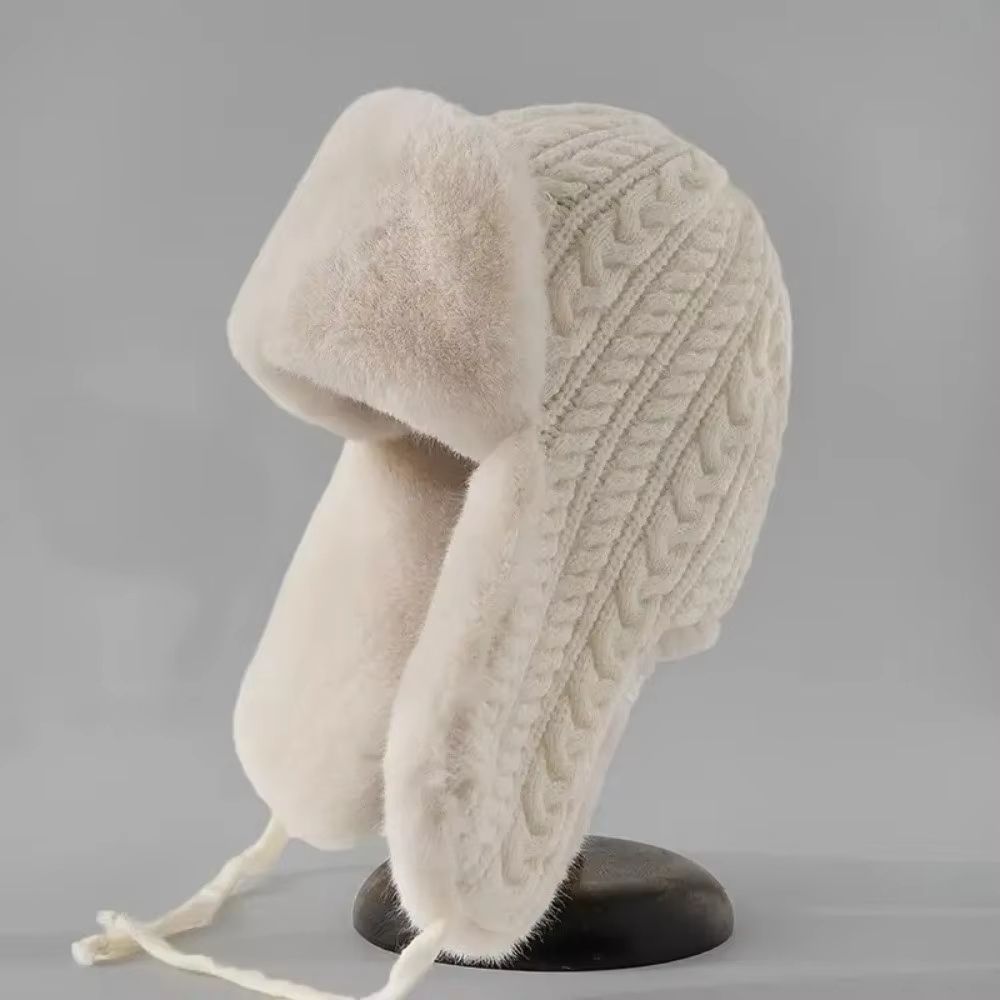 Knitted Extended Ear Protection Winter Lei Feng Hat for Women