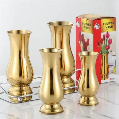 Golden Stainless Steel Flower Vase Decorative Centerpiece for Home & Garden