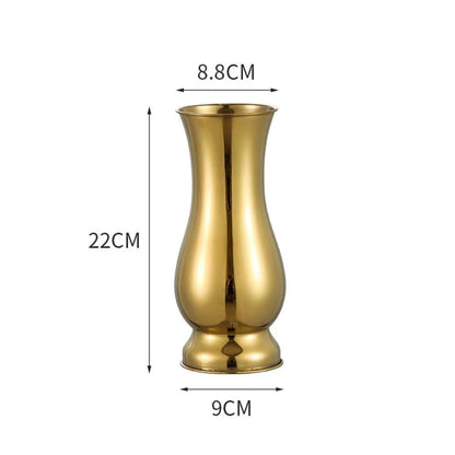 Golden Stainless Steel Flower Vase Decorative Centerpiece for Home & Garden