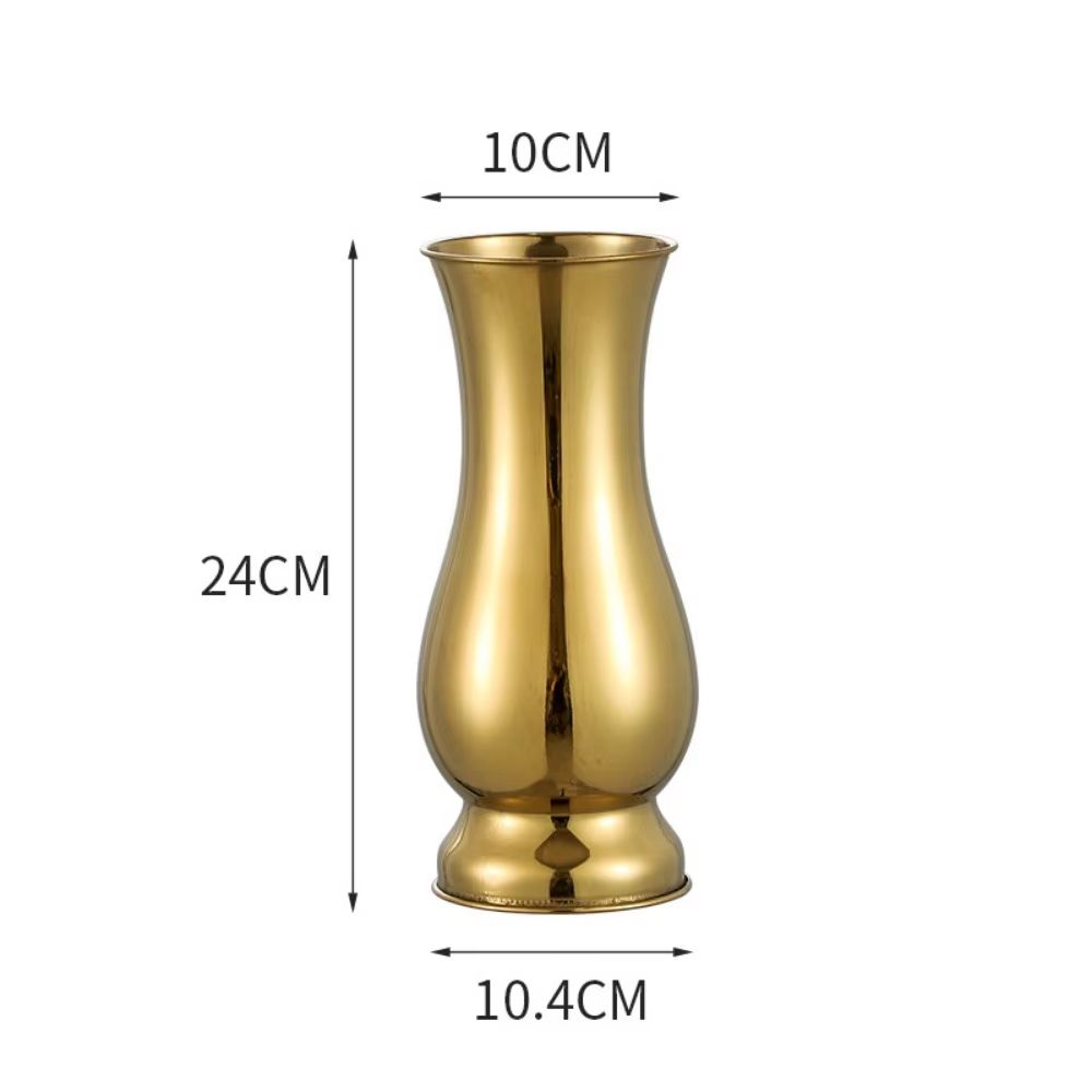 Golden Stainless Steel Flower Vase Decorative Centerpiece for Home & Garden