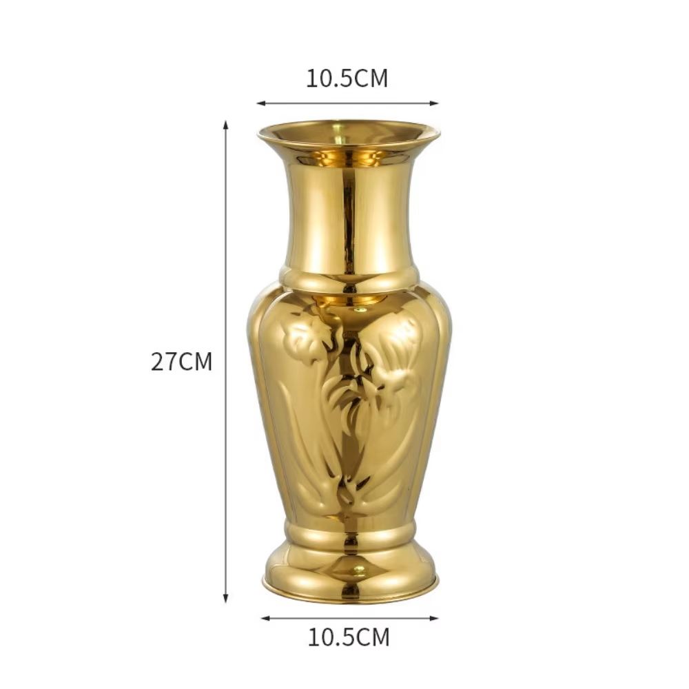 Golden Stainless Steel Flower Vase Decorative Centerpiece for Home & Garden