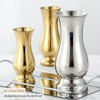 Golden Stainless Steel Flower Vase Decorative Centerpiece for Home & Garden
