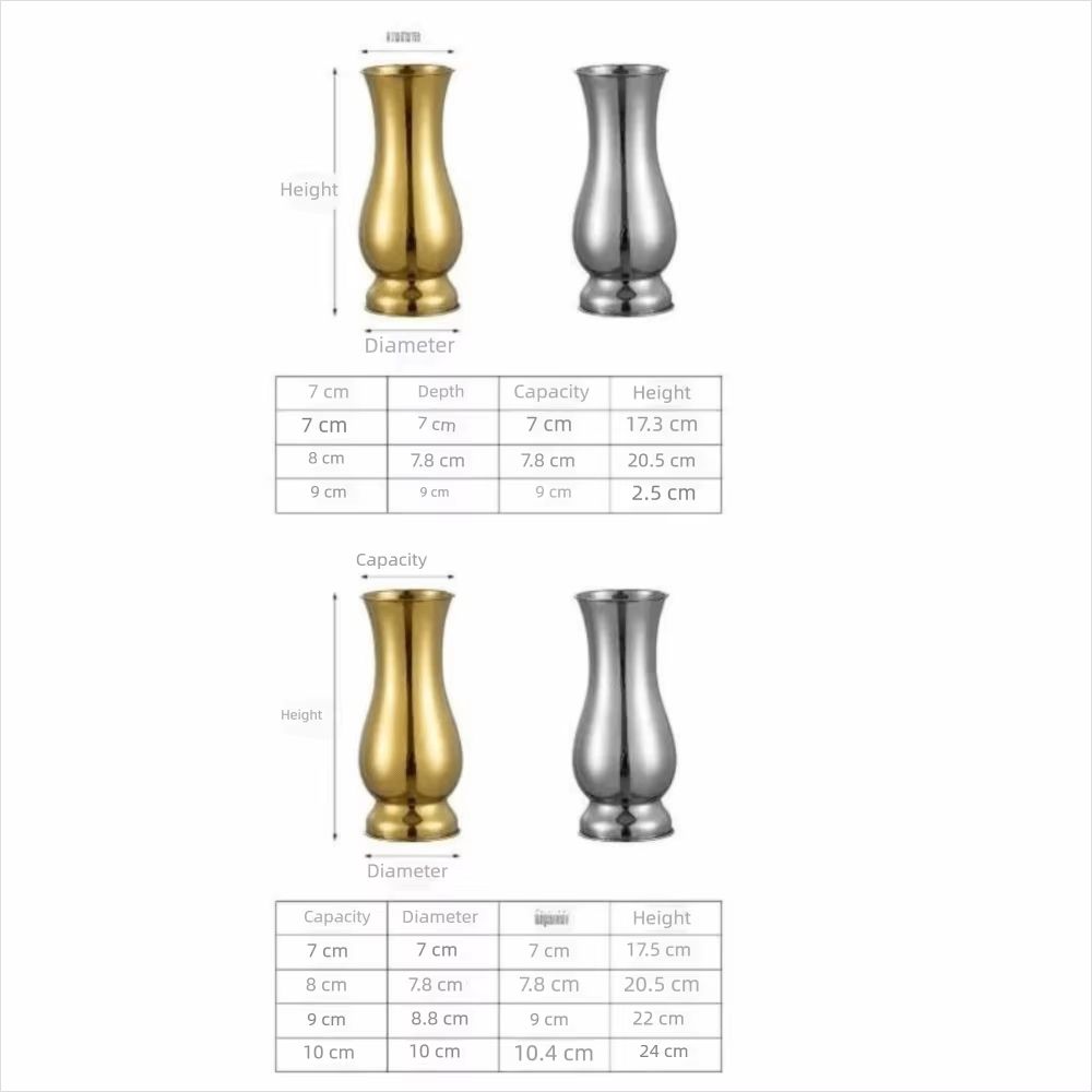 Golden Stainless Steel Flower Vase Decorative Centerpiece for Home & Garden