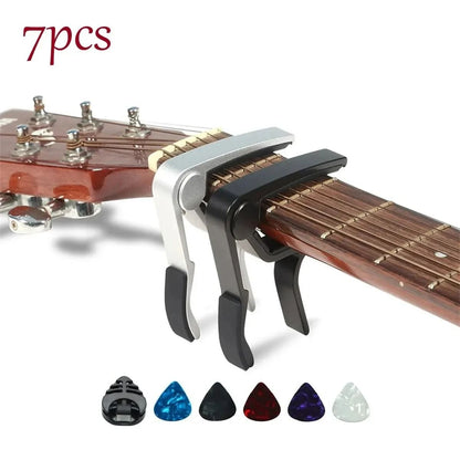 7 Piece Guitar Capo Set with 5 Picks and 1 Holder