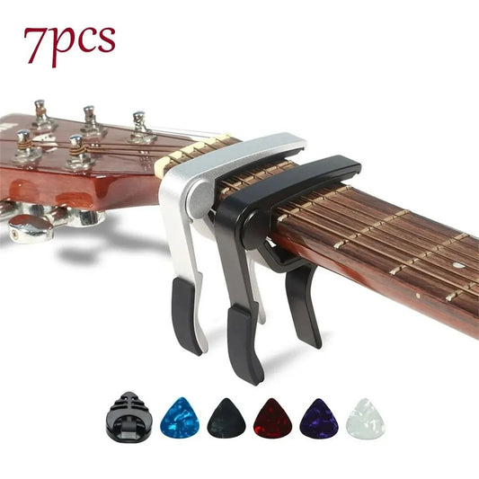 7 Piece Guitar Capo Set with 5 Picks and 1 Holder