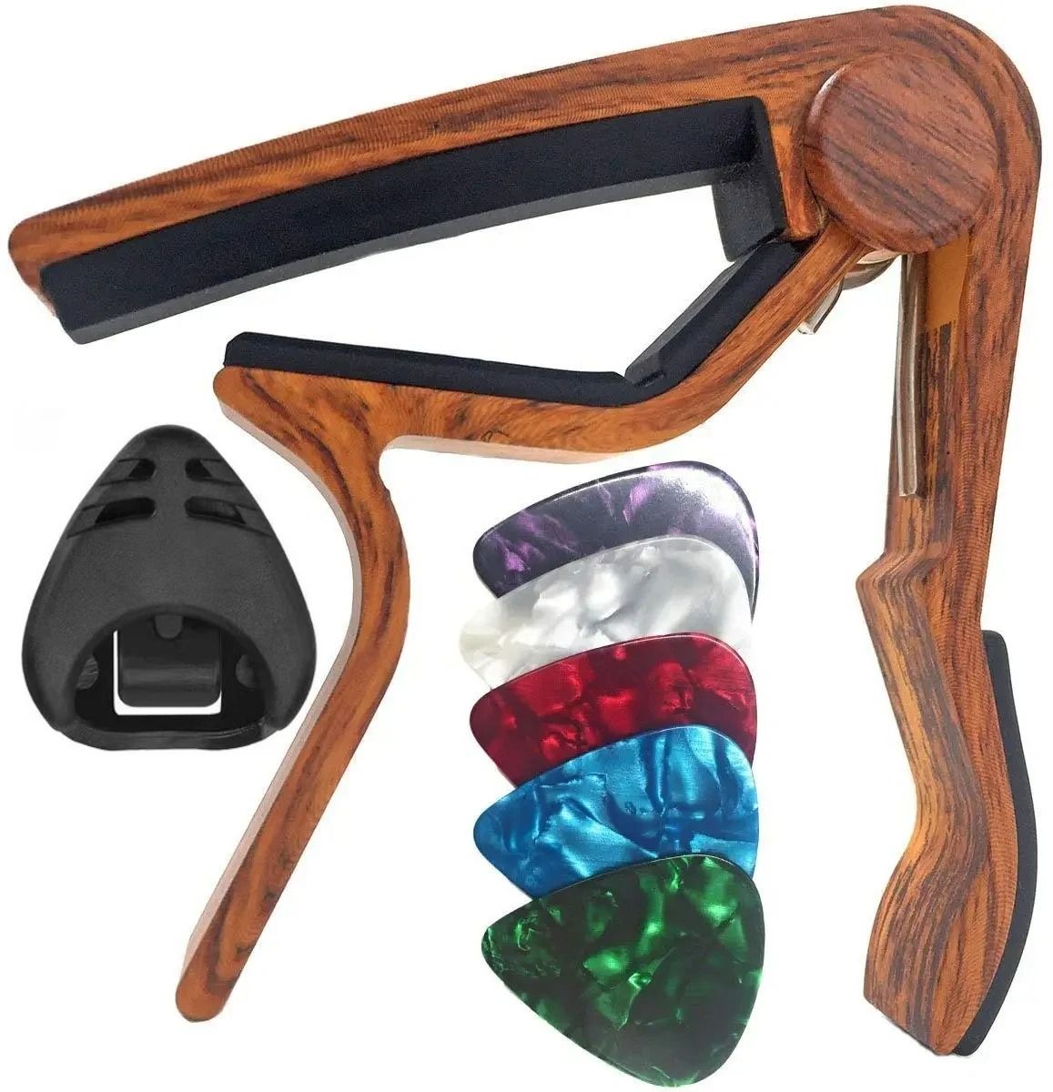 7 Piece Guitar Capo Set with 5 Picks and 1 Holder