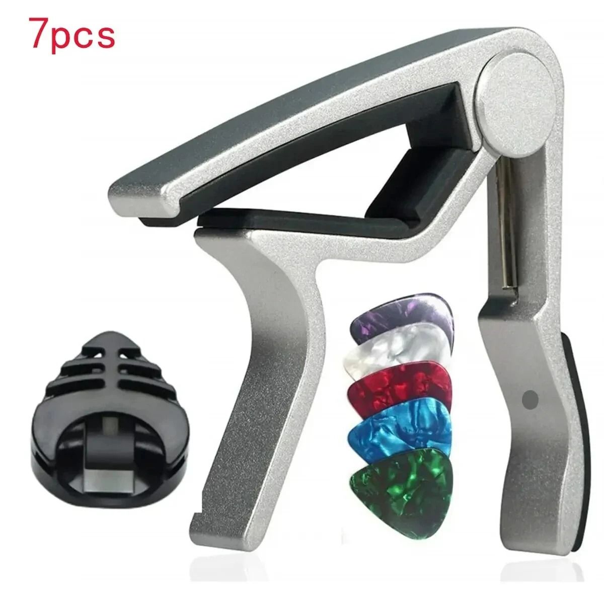 7 Piece Guitar Capo Set with 5 Picks and 1 Holder