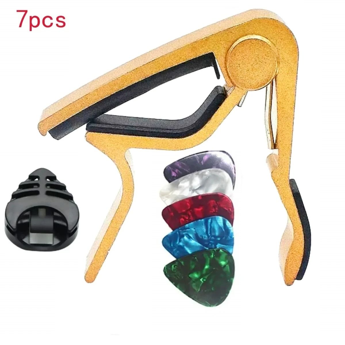 7 Piece Guitar Capo Set with 5 Picks and 1 Holder