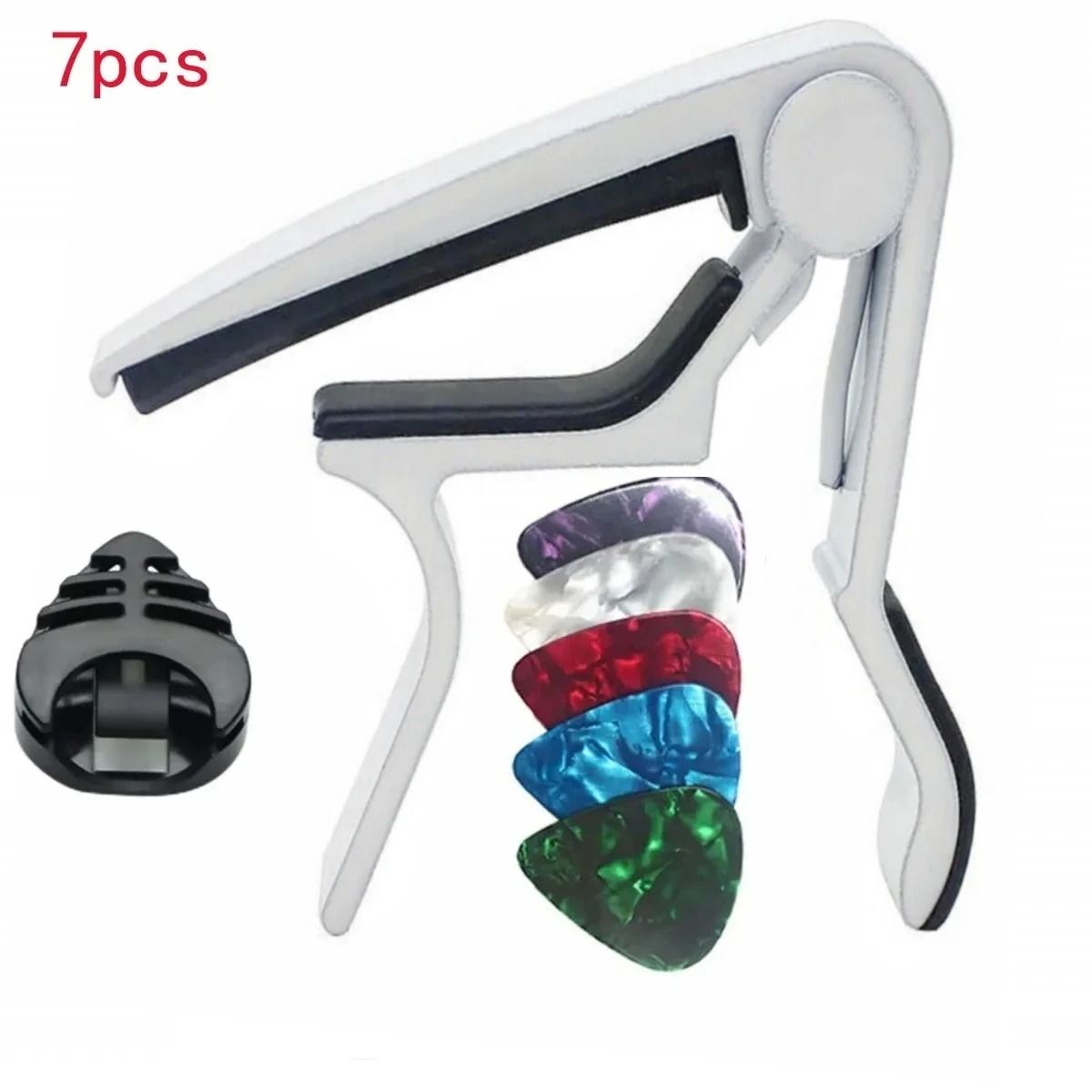 7 Piece Guitar Capo Set with 5 Picks and 1 Holder