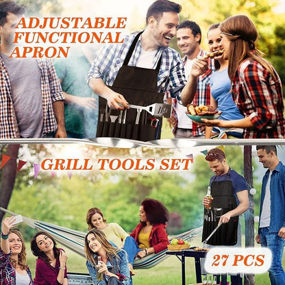 25-Piece and 39-Piece Stainless Steel Outdoor Kitchen Grill BBQ Tool Set with Oxford Cloth Storage Case