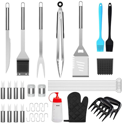 25-Piece and 39-Piece Stainless Steel Outdoor Kitchen Grill BBQ Tool Set with Oxford Cloth Storage Case