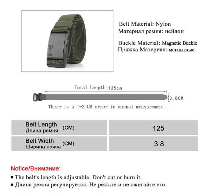 MagLock Pro Nylon Belt Magnetic Buckle Adjustable Elastic Mens Belt