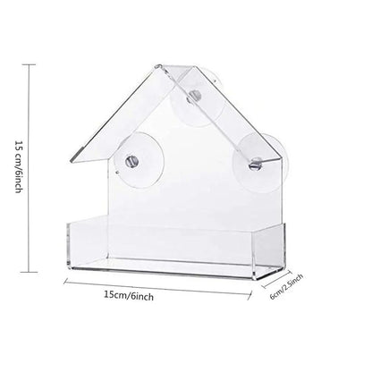 Crystal Clear Window Bird Feeder – House-Style Outdoor Bird Watcher for Garden & Patio