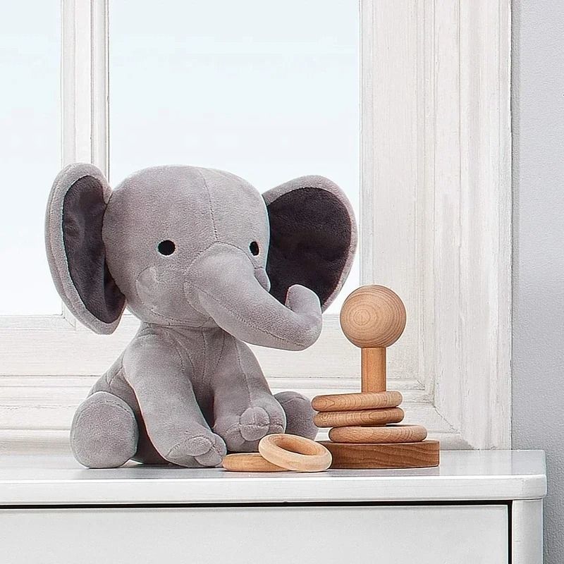 25cm Gray Elephant Stuffed Plush Toy Kawaii Animal Sleeping Pillow
