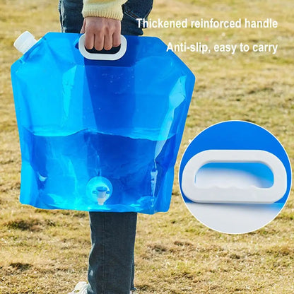 Outdoor camping water container with Faucet - Foldable portable water bag for Camping, RV & Picnic