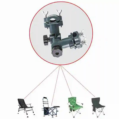 Adjustable Fishing Chair Umbrella Holder Clamp, 360° Aluminum Alloy Bracket Mount