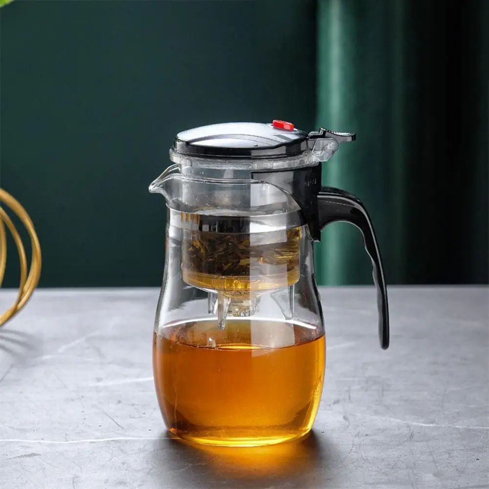 Heat Resistant Glass Teapot Set with Infuser, Drum Shape Clear Tea Pot for Home Office