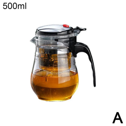 Heat Resistant Glass Teapot Set with Infuser, Drum Shape Clear Tea Pot for Home Office