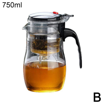 Heat Resistant Glass Teapot Set with Infuser, Drum Shape Clear Tea Pot for Home Office