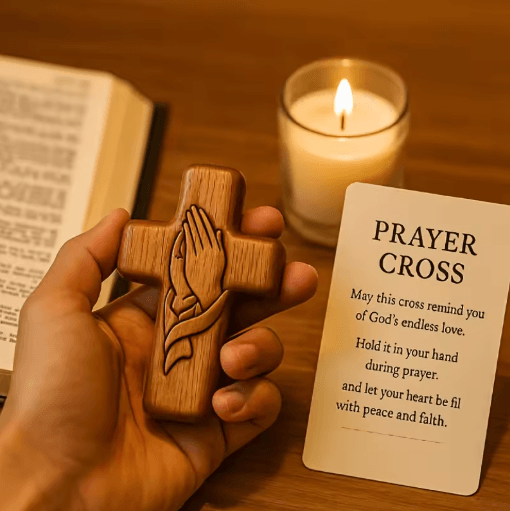 Resin 3D Pocket Prayer Cross Holy Water Droplet Design with Prayer Card Christian Gift