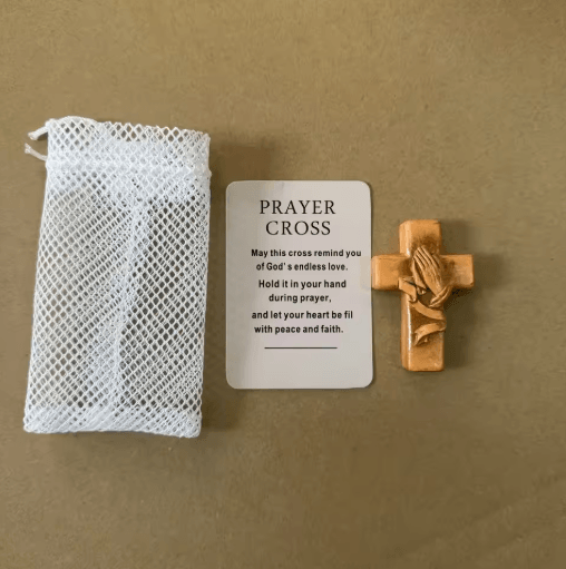 Resin 3D Pocket Prayer Cross Holy Water Droplet Design with Prayer Card Christian Gift