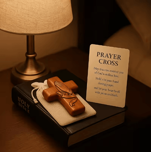 Resin 3D Pocket Prayer Cross Holy Water Droplet Design with Prayer Card Christian Gift
