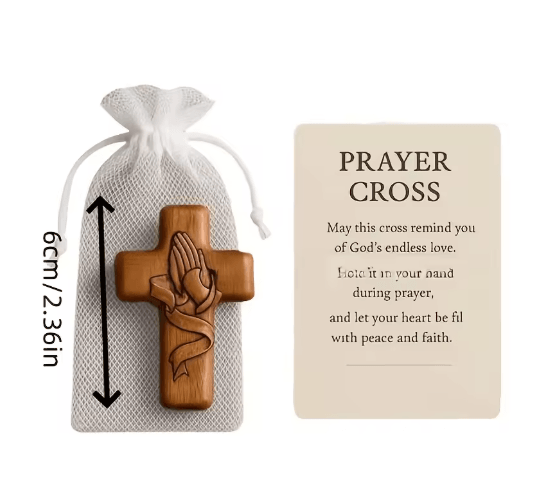 Resin 3D Pocket Prayer Cross Holy Water Droplet Design with Prayer Card Christian Gift