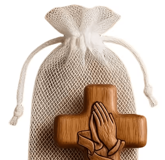 Resin 3D Pocket Prayer Cross Holy Water Droplet Design with Prayer Card Christian Gift