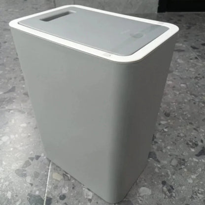 Plastic Wastebasket with Pop-up Lid Bathroom Trash Can Small Garbage Can for Toilet Bedroom Living Room Press Top Lid