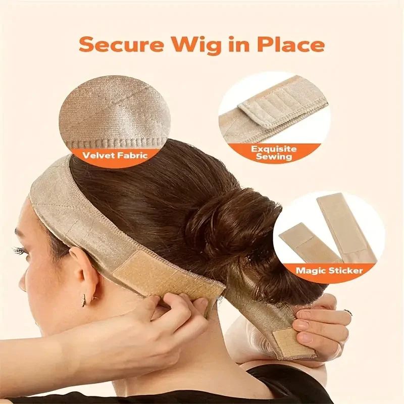 Velvet Wig Grip Band Adjustable Hair Band, Elastic Secure Wig Headband for Comfortable Fit