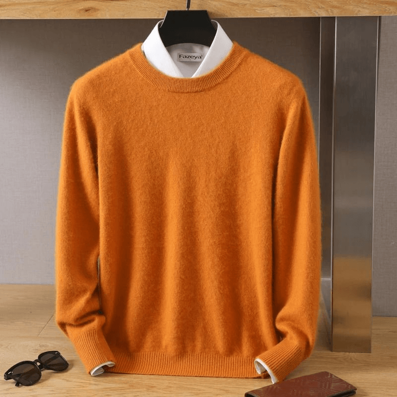 Mens Pure Mink Cashmere Sweater O Neck Knit Pullover For Autumn And Winter