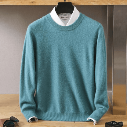 Mens Pure Mink Cashmere Sweater O Neck Knit Pullover For Autumn And Winter