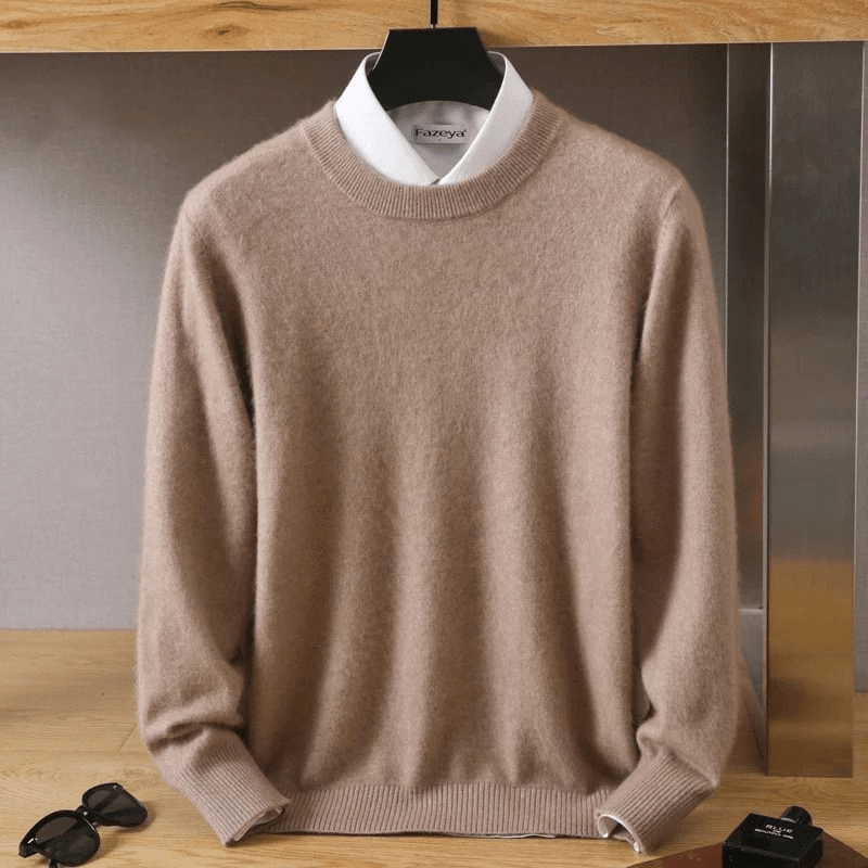 Mens Pure Mink Cashmere Sweater O Neck Knit Pullover For Autumn And Winter