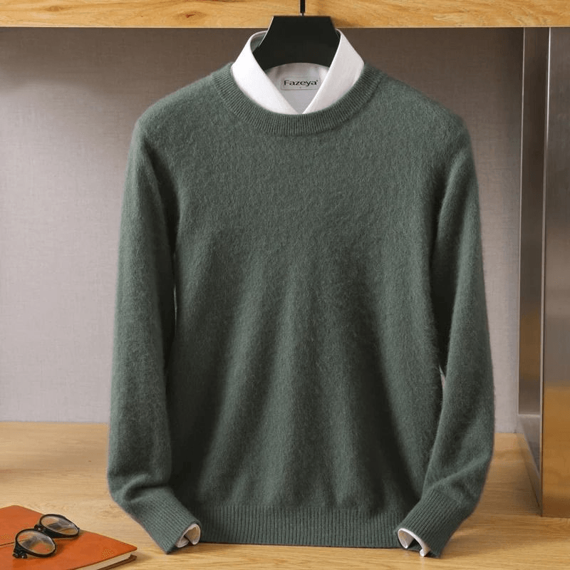 Mens Pure Mink Cashmere Sweater O Neck Knit Pullover For Autumn And Winter